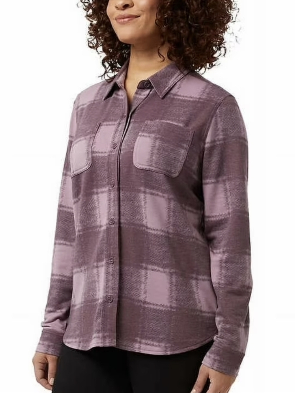 32° Heat Button Down Top Dusty Mauve Purple XXL